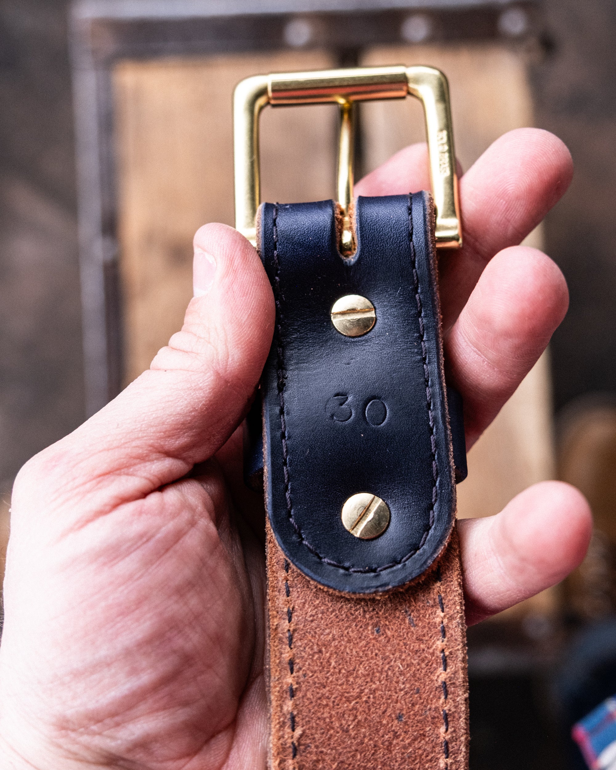 In Stock - Heritage Belt / Cobalt Double Stuffed 1.5” / Waist Size 26 (Belt Size 30) - Image 2