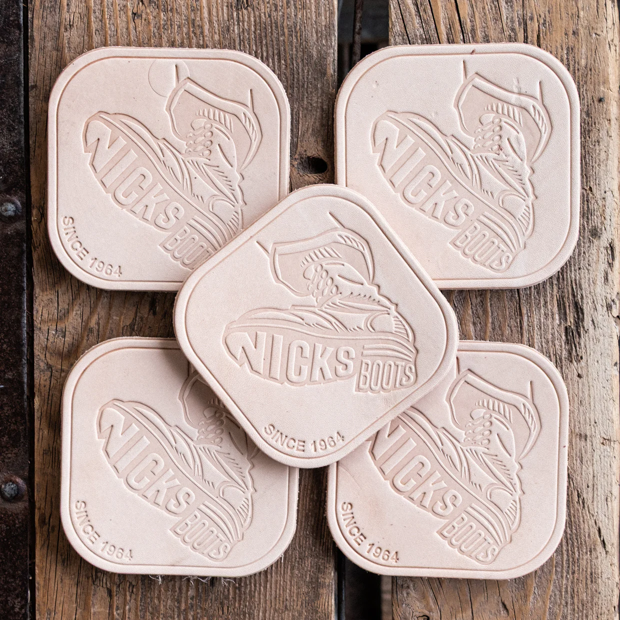 Nicks Stomp Coaster(In-Stock) - 12-15oz Wickett & Craig Belt Leather | Set of 5 - Image 4