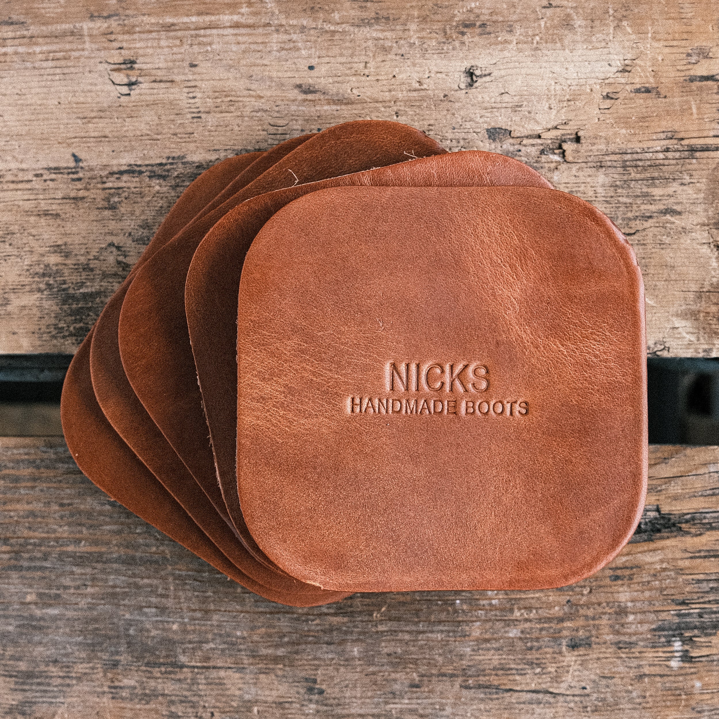 Wickett & Craig Heavy Duty Belt Leather Coasters (12–15oz, 5 Pack) - Image 4