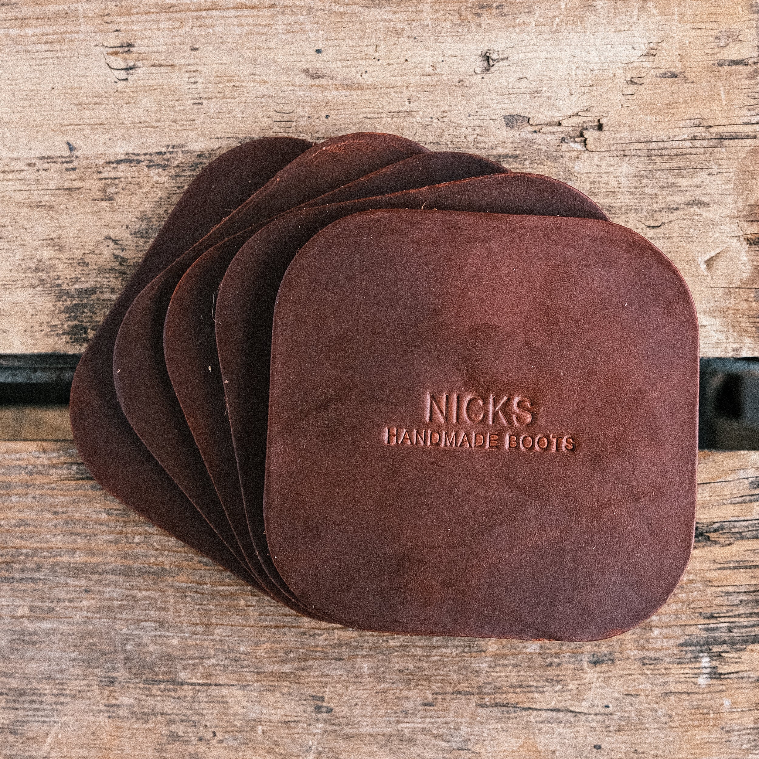 Wickett & Craig Heavy Duty Belt Leather Coasters (12–15oz, 5 Pack) - Image 8
